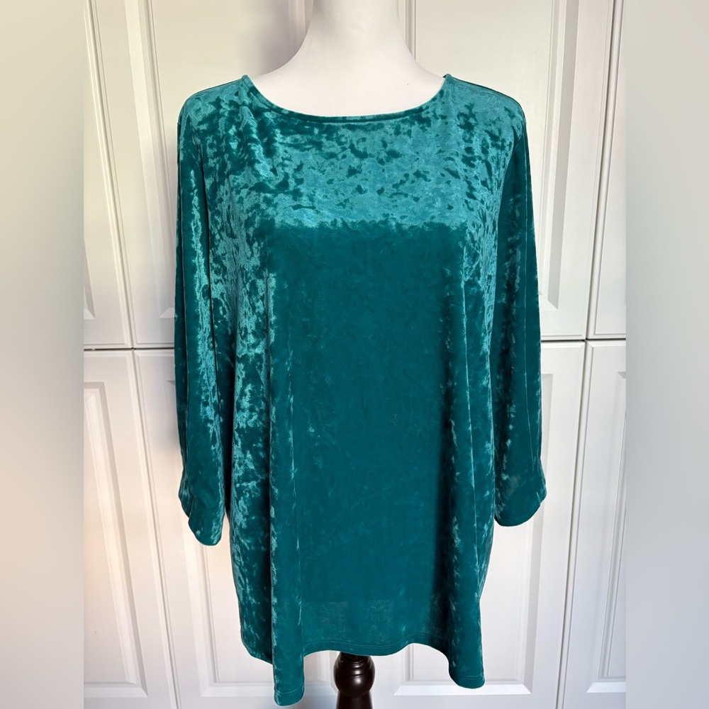 J. Jill Teal Green Velvet Tunic Top Size XL (X-Large)